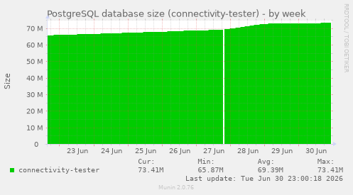 PostgreSQL database size (connectivity-tester)
