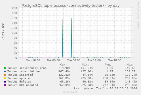 PostgreSQL tuple access (connectivity-tester)